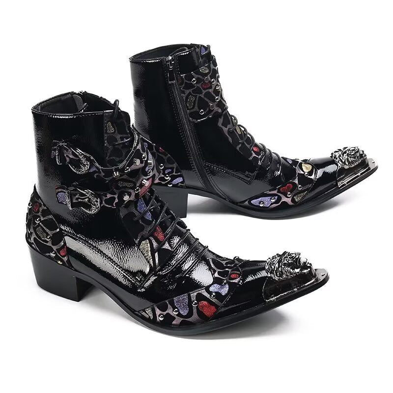 Herrenstiefel Elegante Spitze Lederstiefel - Schwarz