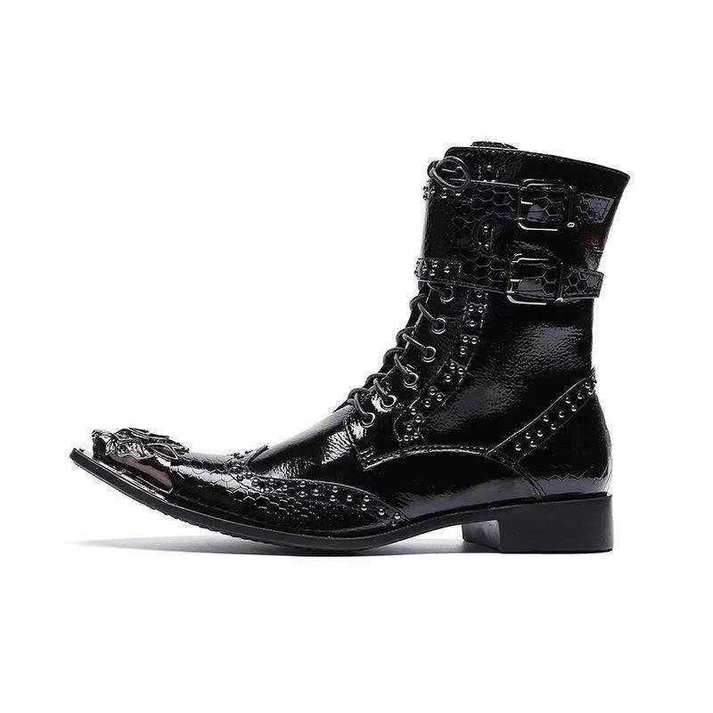 Herrenstiefel Elegante Spitzstiefelette - Schwarz