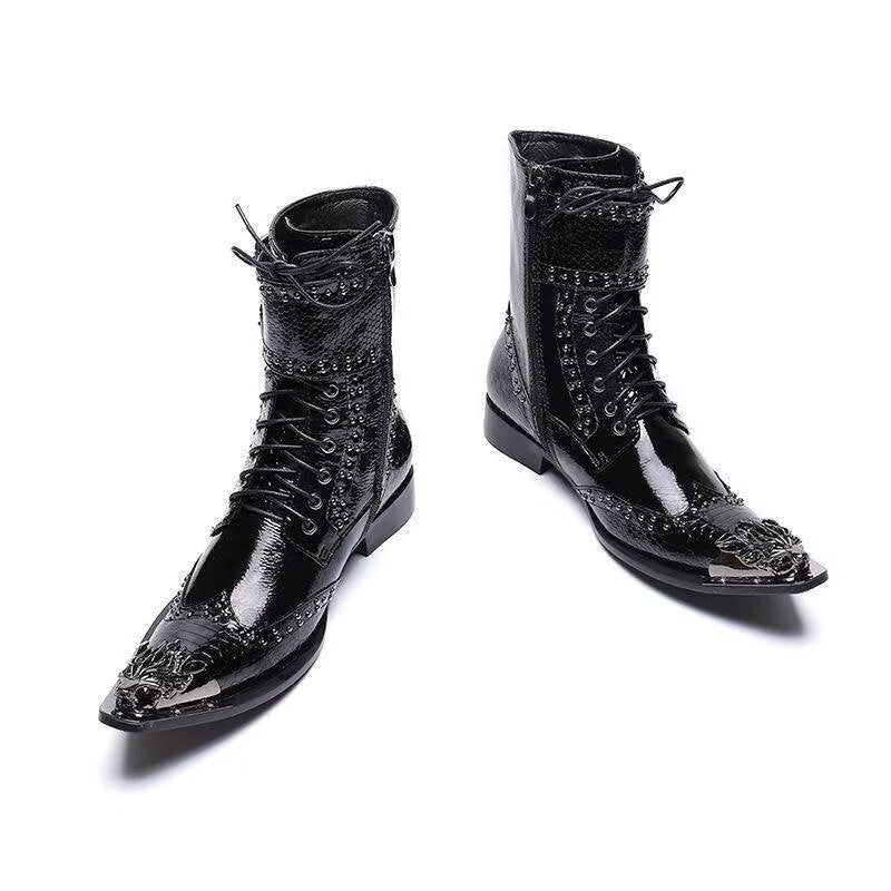 Herrenstiefel Elegante Spitzstiefelette - Schwarz