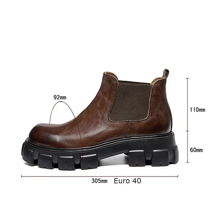 Herrenstiefel Elegante Vintage-martin-stiefel Aus Rindsleder Mit Kurzem Reißverschluss - Braun