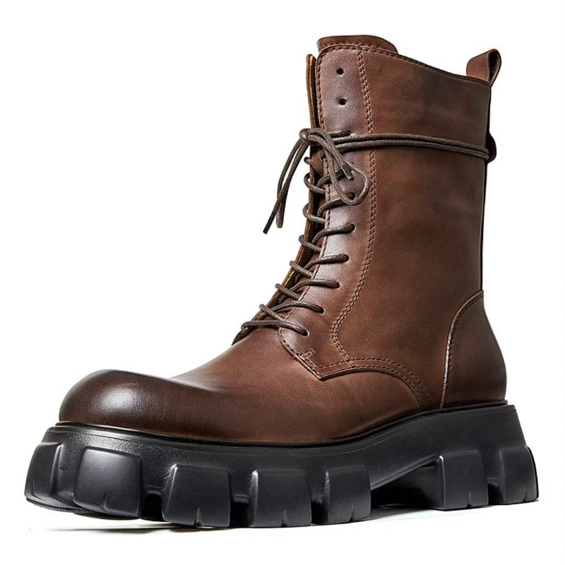 Herrenstiefel Elegante Vintage-rindsleder Kurzer Reißverschluss Klassische Martin-stiefel - Braun