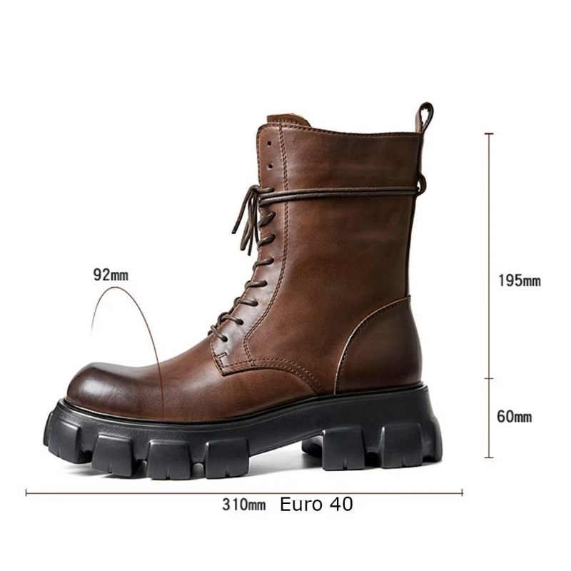 Herrenstiefel Elegante Vintage-rindsleder Kurzer Reißverschluss Klassische Martin-stiefel - Braun