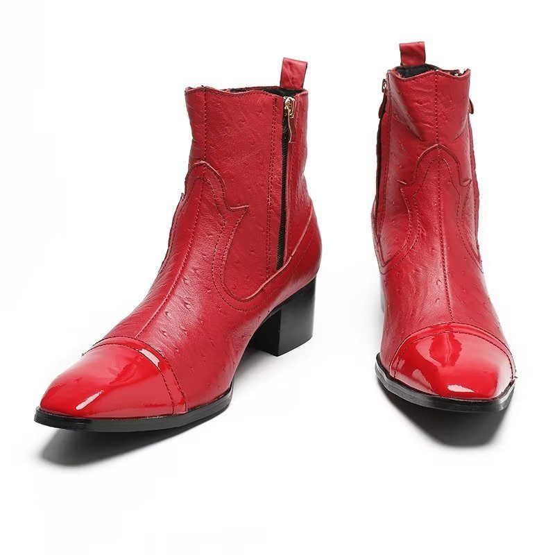 Herrenstiefel Exotische Leder-statement-stiefel - Rot