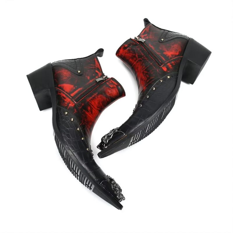 Herrenstiefel Exotische Lederstiefel Mit Reißverschluss - Schwarz 2