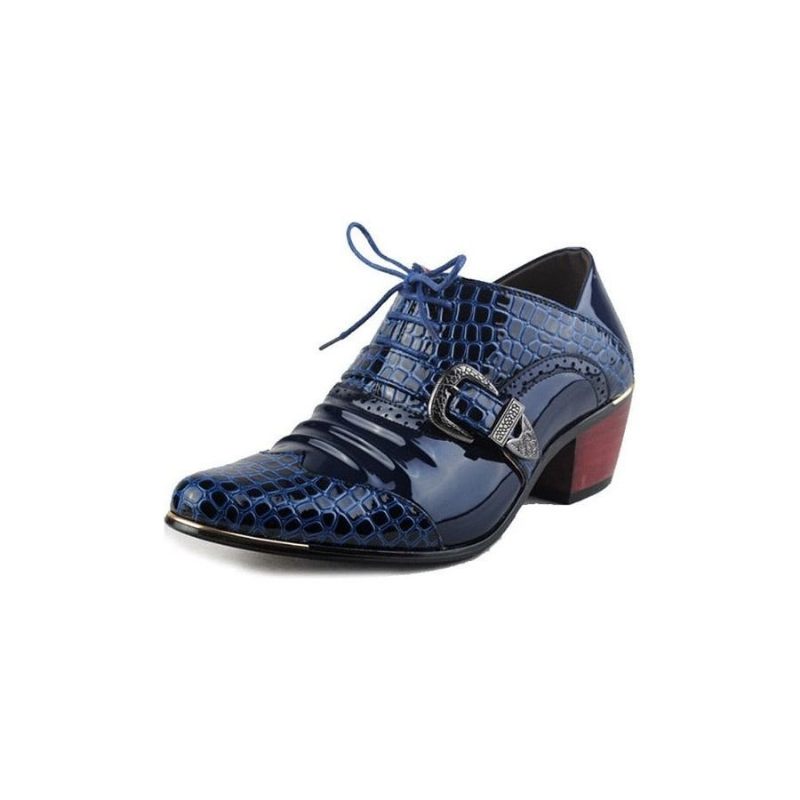 Herrenstiefel Exotische Retro-chic-stiefeletten Mit Schlangenleder-keilabsatz - Blau