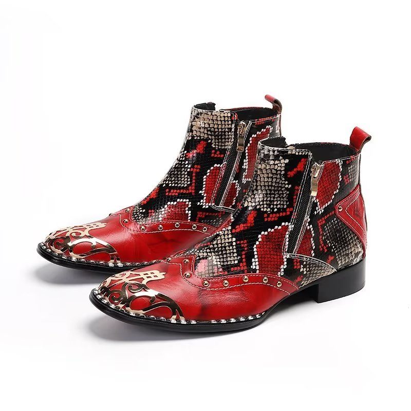 Herrenstiefel Exotische Schlangenleder-kleiderstiefel - Rot