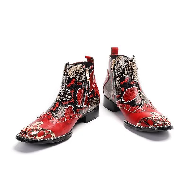 Herrenstiefel Exotische Schlangenleder-kleiderstiefel - Rot