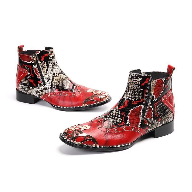 Herrenstiefel Exotische Schlangenleder-kleiderstiefel - Rot