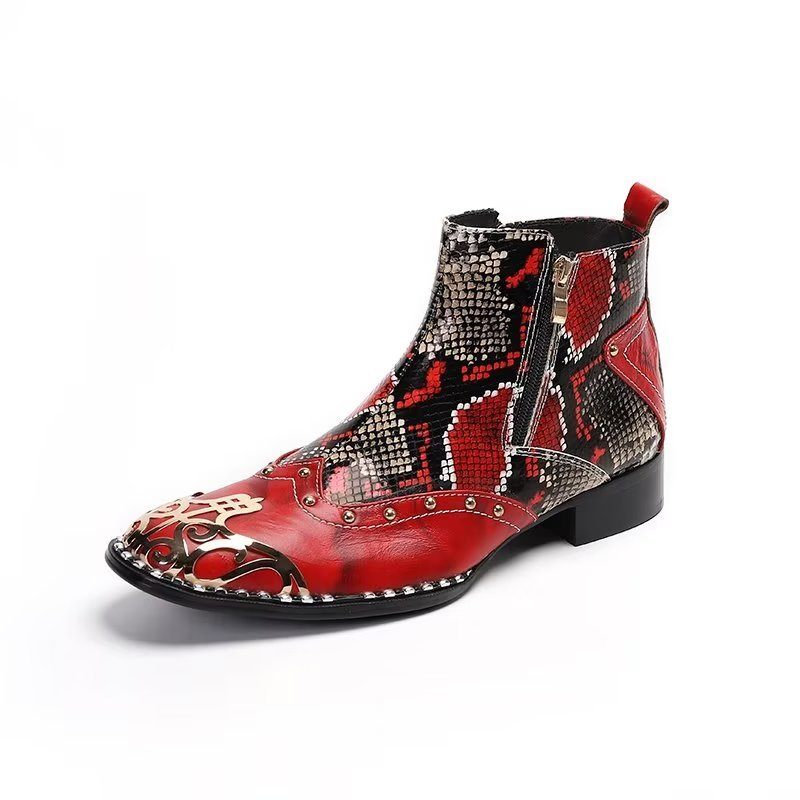 Herrenstiefel Exotische Schlangenleder-kleiderstiefel - Rot