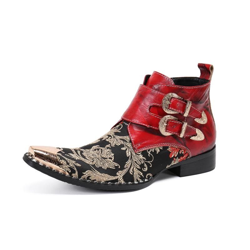 Herrenstiefel Exotische Western-party-leder-loafer Mit Metallkappe