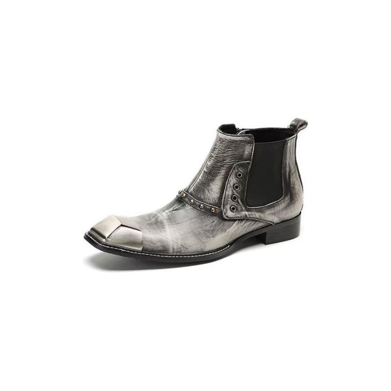 Herrenstiefel Exquisite Stiefeletten Aus Rindsleder - Grau