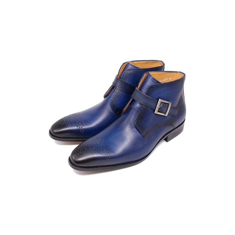 Herrenstiefel Formelle Stiefel Aus Exotischem Leder - Blau