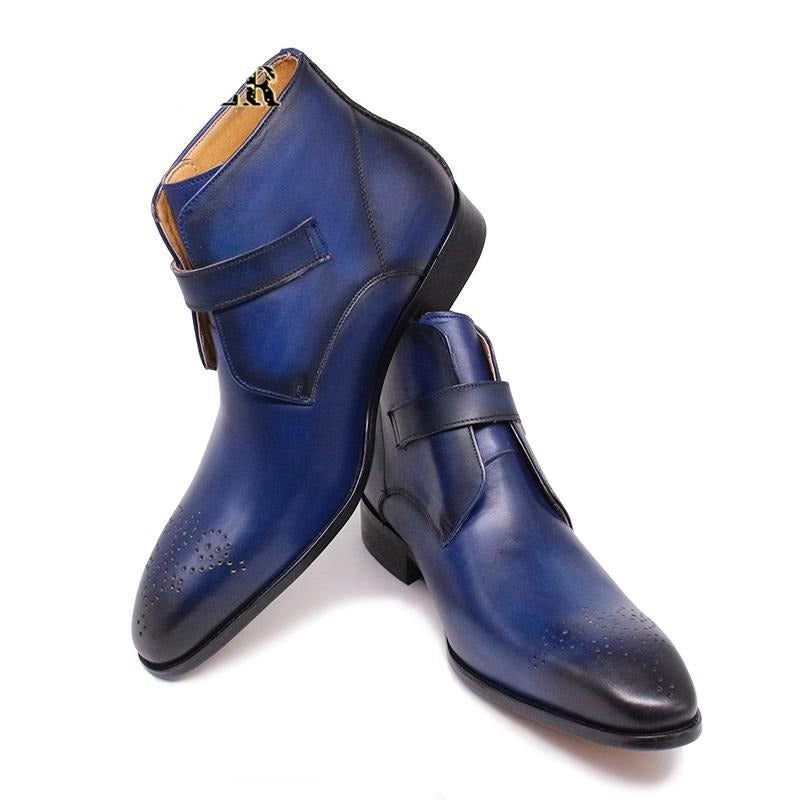 Herrenstiefel Formelle Stiefel Aus Exotischem Leder - Blau