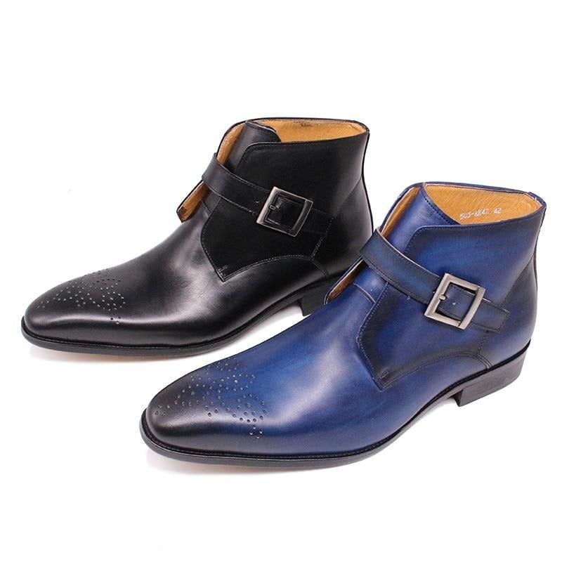 Herrenstiefel Formelle Stiefel Aus Exotischem Leder - Blau