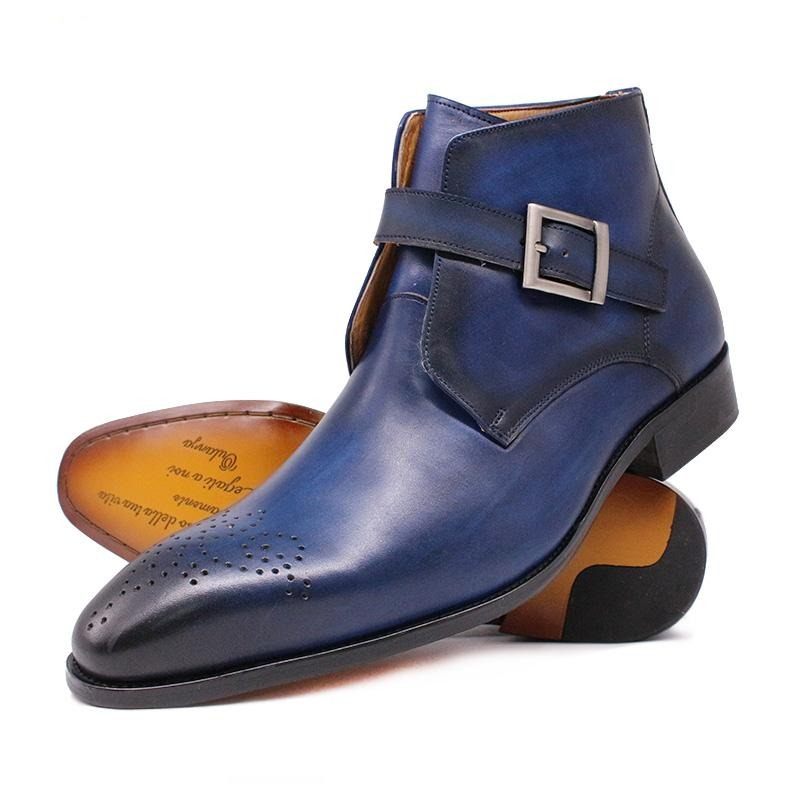 Herrenstiefel Formelle Stiefel Aus Exotischem Leder - Blau