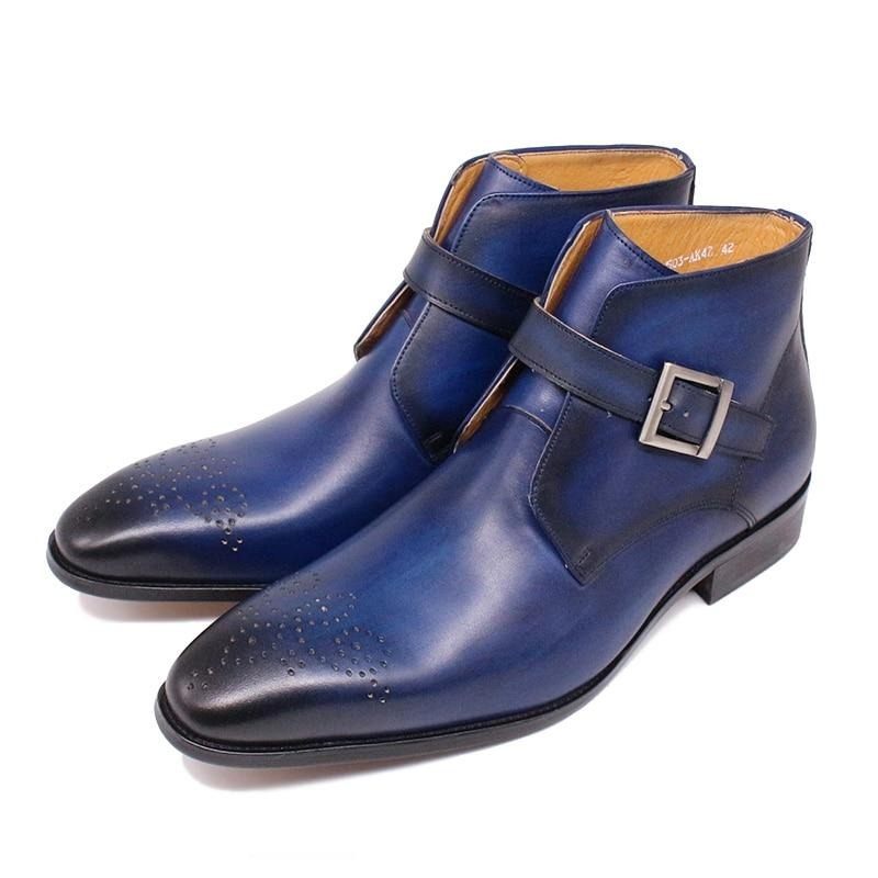 Herrenstiefel Formelle Stiefel Aus Exotischem Leder - Blau