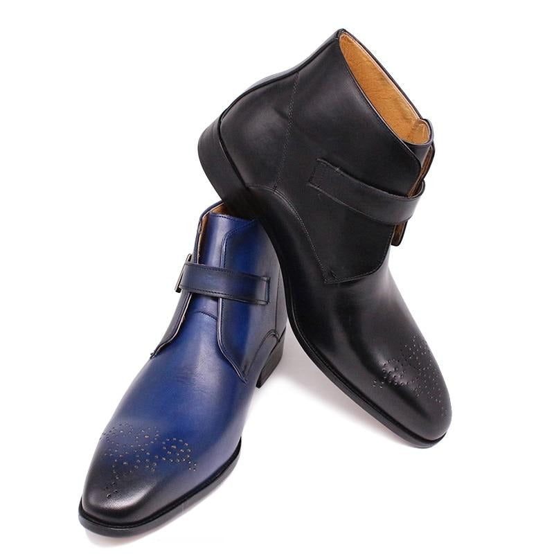 Herrenstiefel Formelle Stiefel Aus Exotischem Leder - Blau