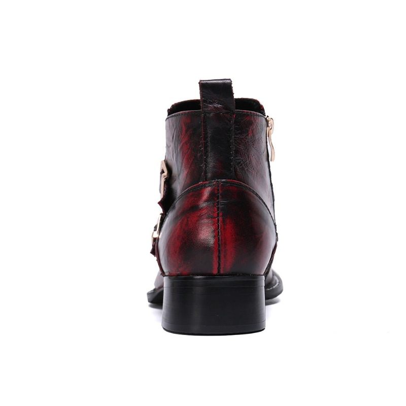 Herrenstiefel Glamourlux Schlangenleder-slipper Mit Metallkappe - Rot