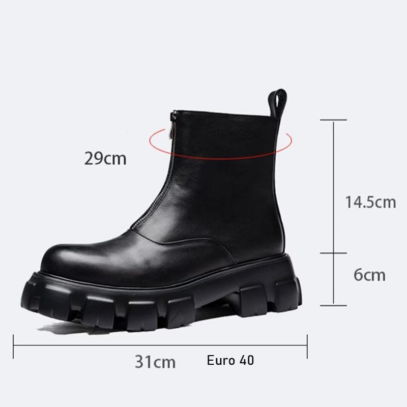 Herrenstiefel Hohe Stiefeletten Aus Leder - Schwarz