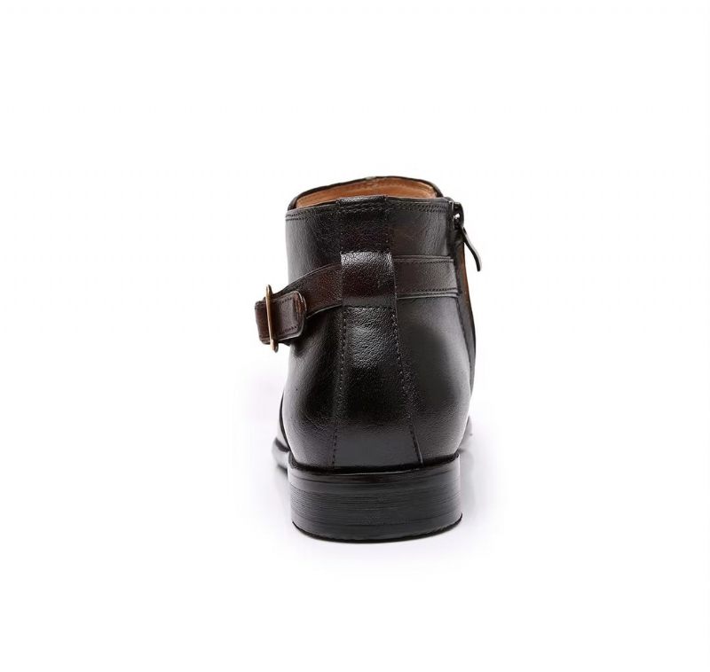 Herrenstiefel Klassische Stiefeletten Mit Runder Spitze - Kaffee