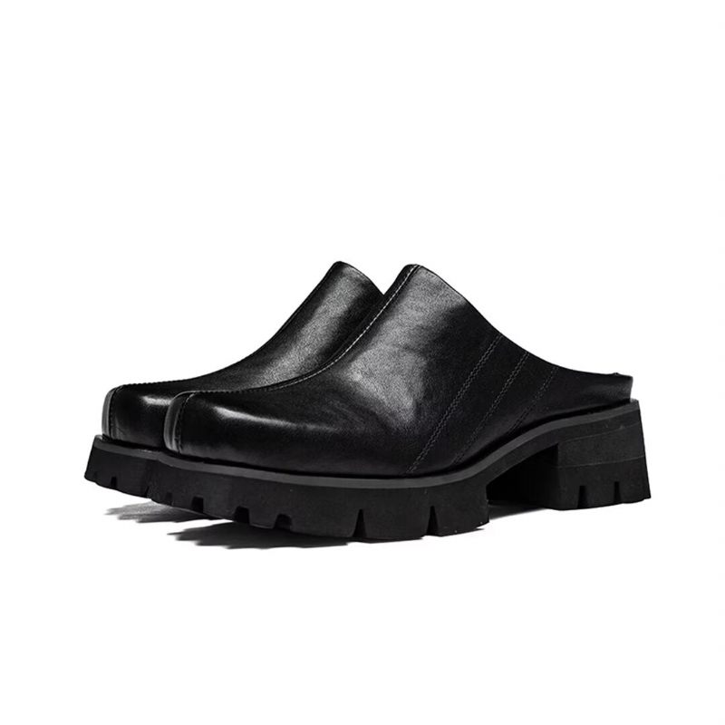 Herrenstiefel Leder-slip-on-stiefel - Schwarz