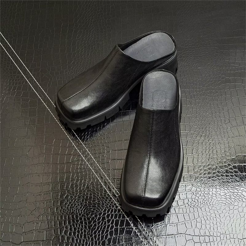 Herrenstiefel Leder-slip-on-stiefel - Schwarz