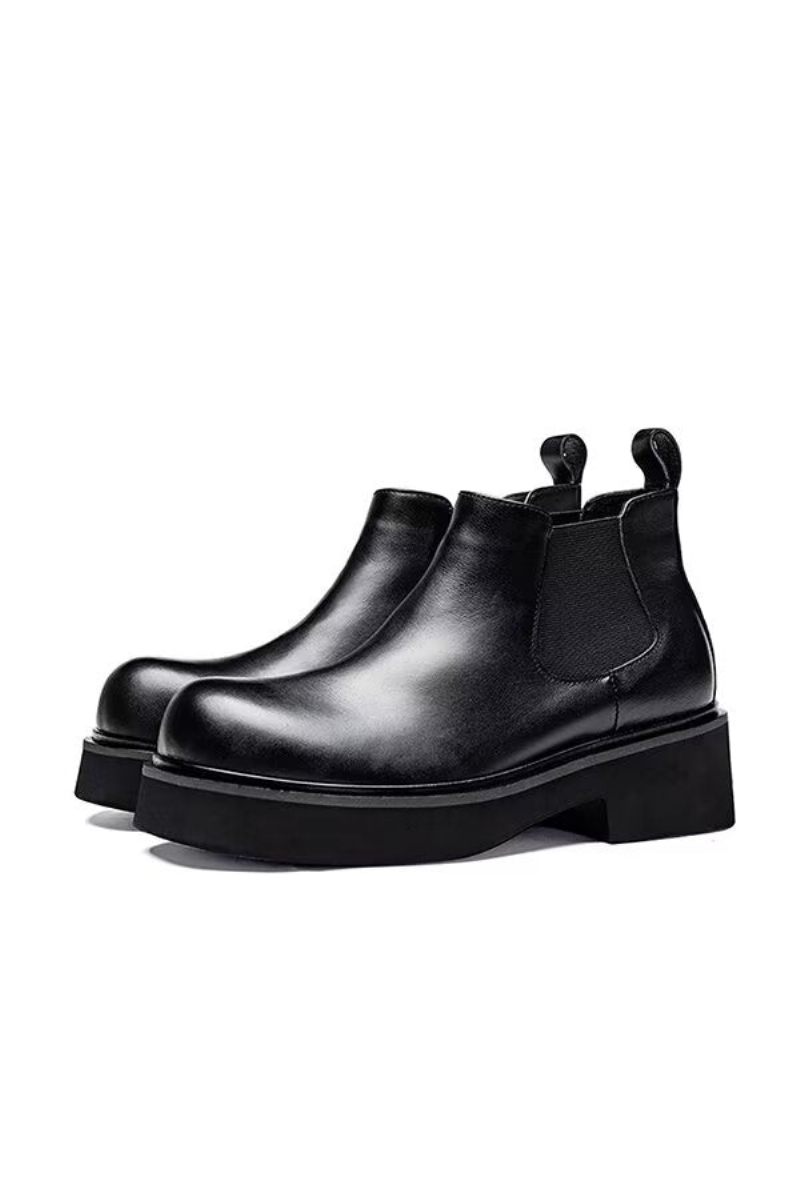 Herrenstiefel Leder-slip-on-stiefel - Schwarz