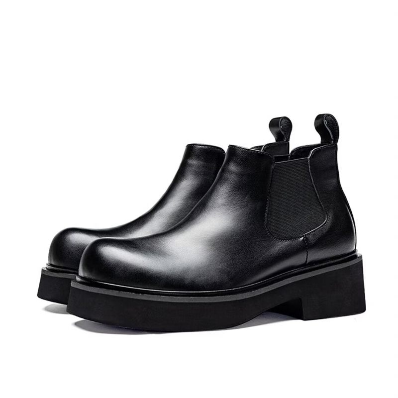 Herrenstiefel Leder-slip-on-stiefel - Schwarz