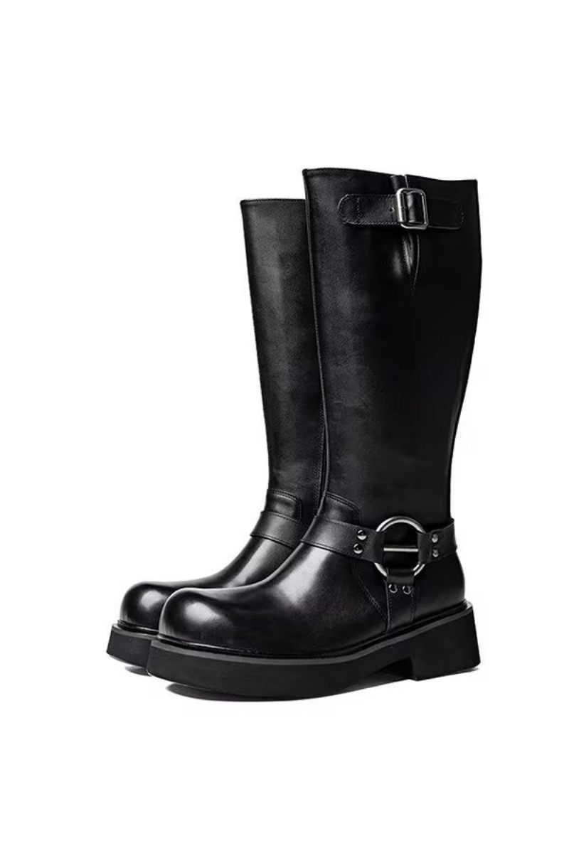 Herrenstiefel Leder-stiefeletten Mit Reißverschluss - Schwarz