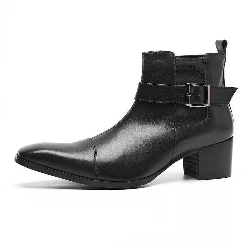 Herrenstiefel Lederstiefeletten - Schwarz