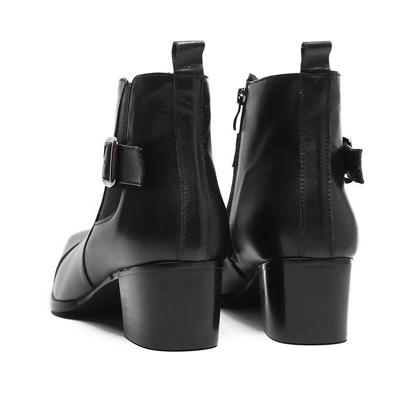 Herrenstiefel Lederstiefeletten - Schwarz