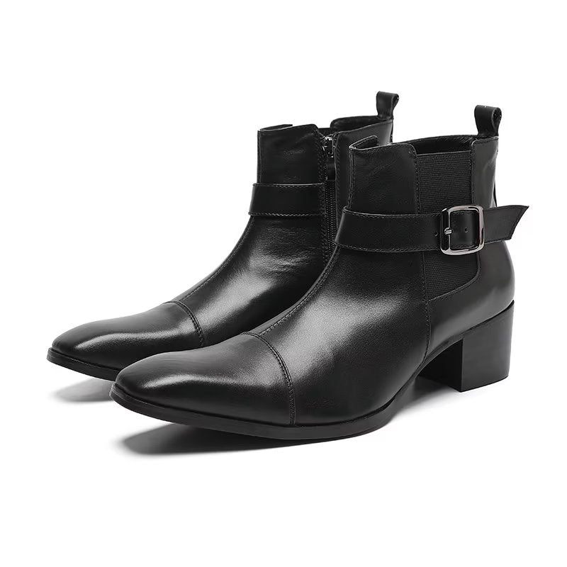 Herrenstiefel Lederstiefeletten - Schwarz