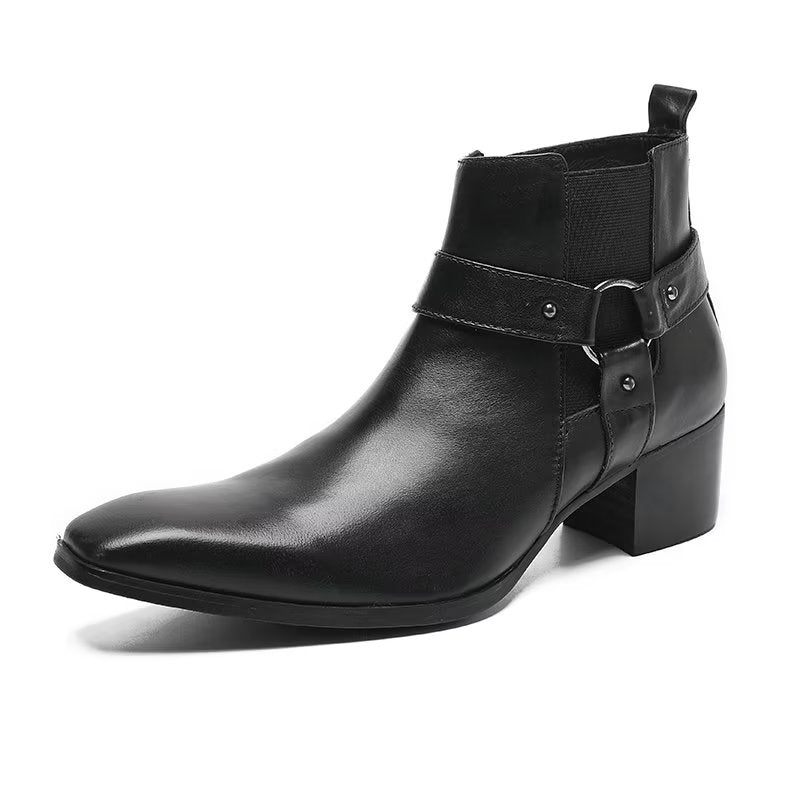 Herrenstiefel Lederstiefeletten - Schwarz