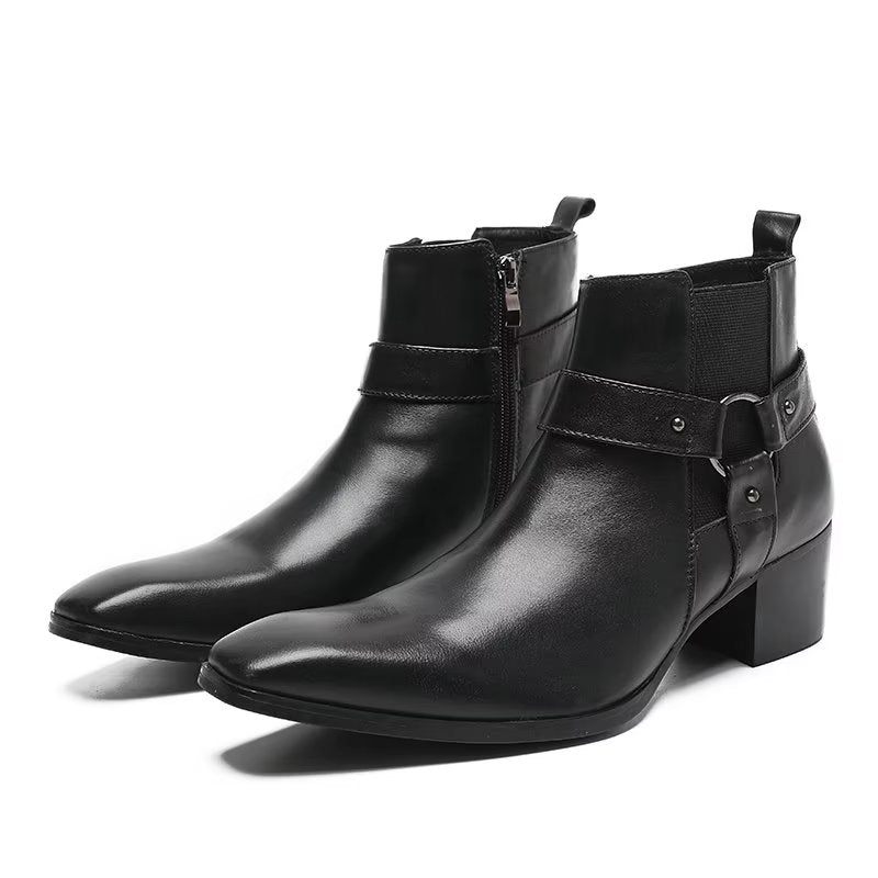 Herrenstiefel Lederstiefeletten - Schwarz