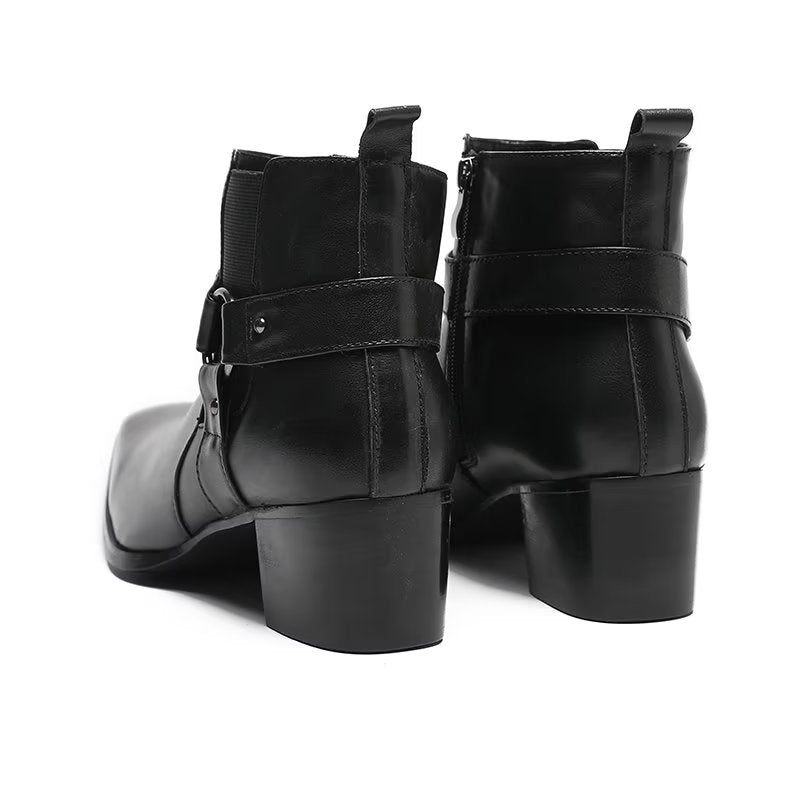 Herrenstiefel Lederstiefeletten - Schwarz