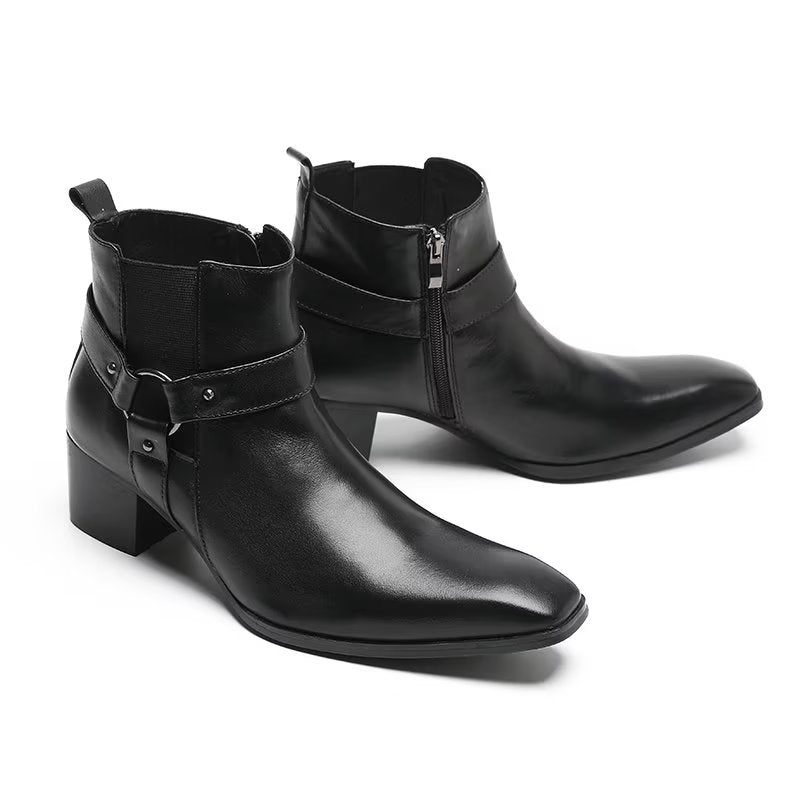 Herrenstiefel Lederstiefeletten - Schwarz