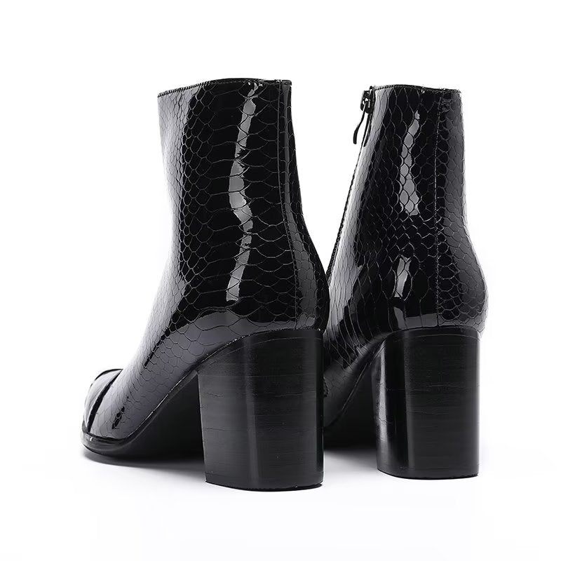 Herrenstiefel Lederstiefeletten - Schwarz