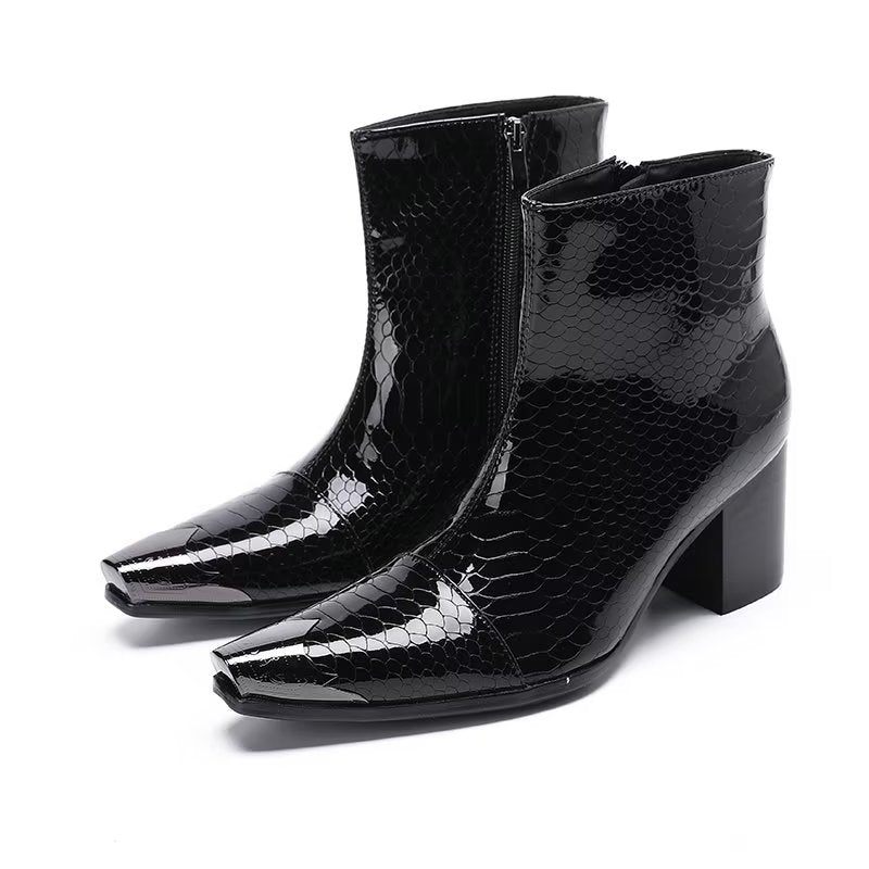 Herrenstiefel Lederstiefeletten - Schwarz