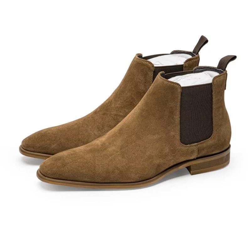 Herrenstiefel Luxuriöse Chelsea-stiefel Aus Leder Mit Schickem Pelzfutter - Kaffee