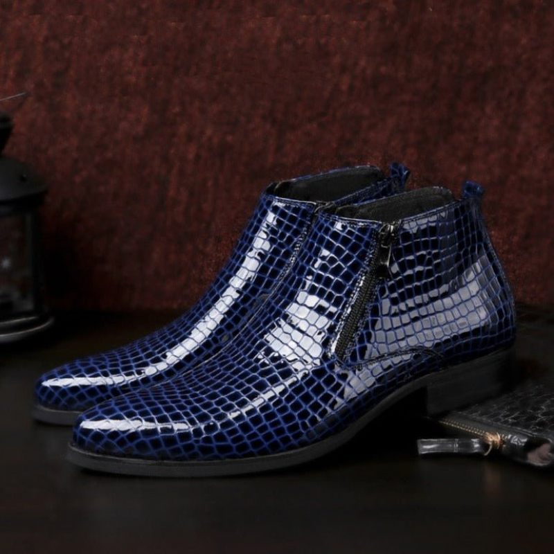 Herrenstiefel Luxuriöse Chelsea-stiefeletten Mit Serpent-reißverschluss - Blau