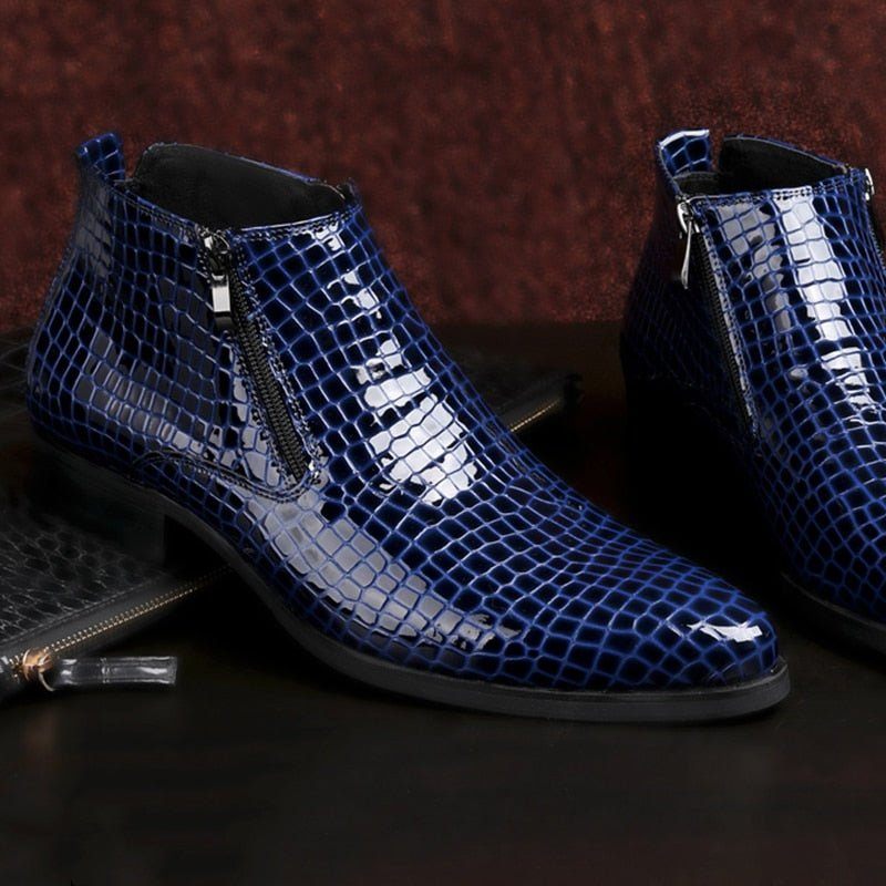 Herrenstiefel Luxuriöse Chelsea-stiefeletten Mit Serpent-reißverschluss - Blau