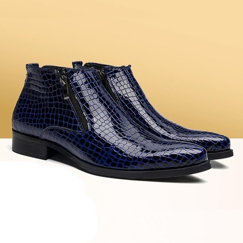 Herrenstiefel Luxuriöse Chelsea-stiefeletten Mit Serpent-reißverschluss - Blau