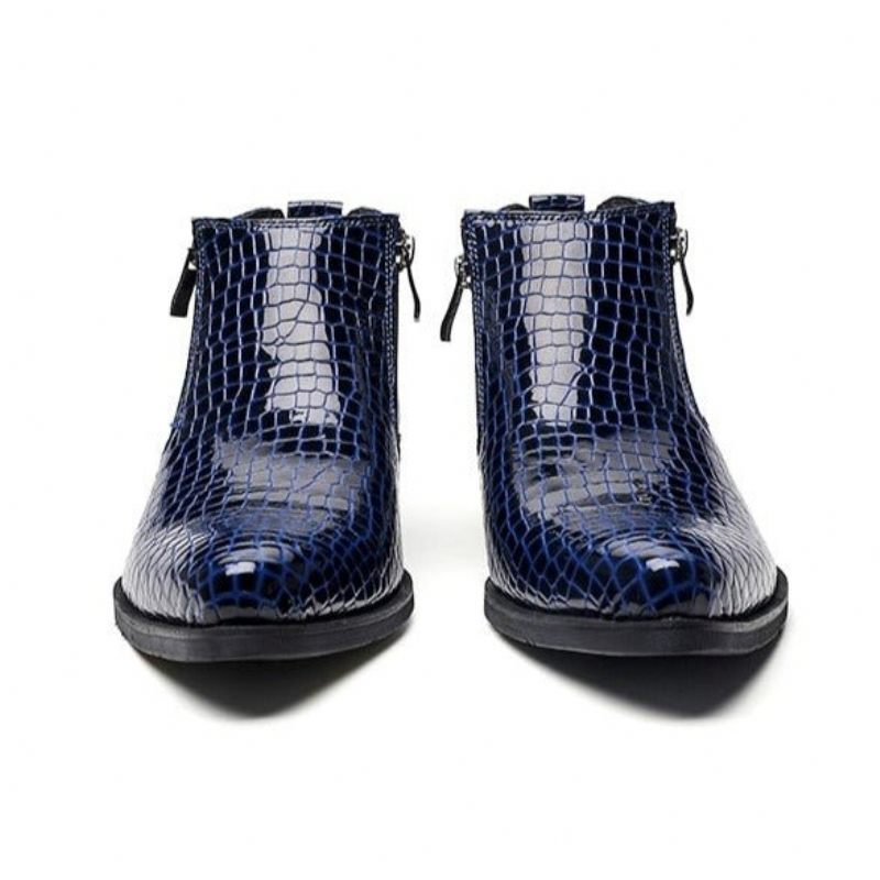 Herrenstiefel Luxuriöse Chelsea-stiefeletten Mit Serpent-reißverschluss - Blau