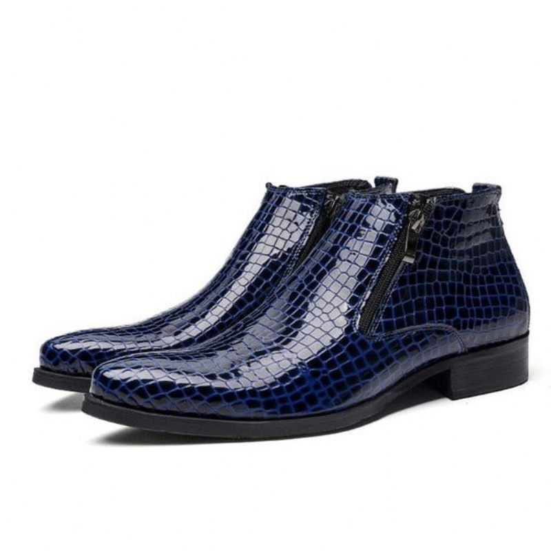 Herrenstiefel Luxuriöse Chelsea-stiefeletten Mit Serpent-reißverschluss - Blau