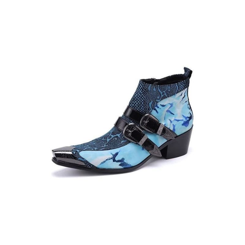 Herrenstiefel Luxuriöse Exotica-statement-stiefel Aus Echtem Leder - Blau