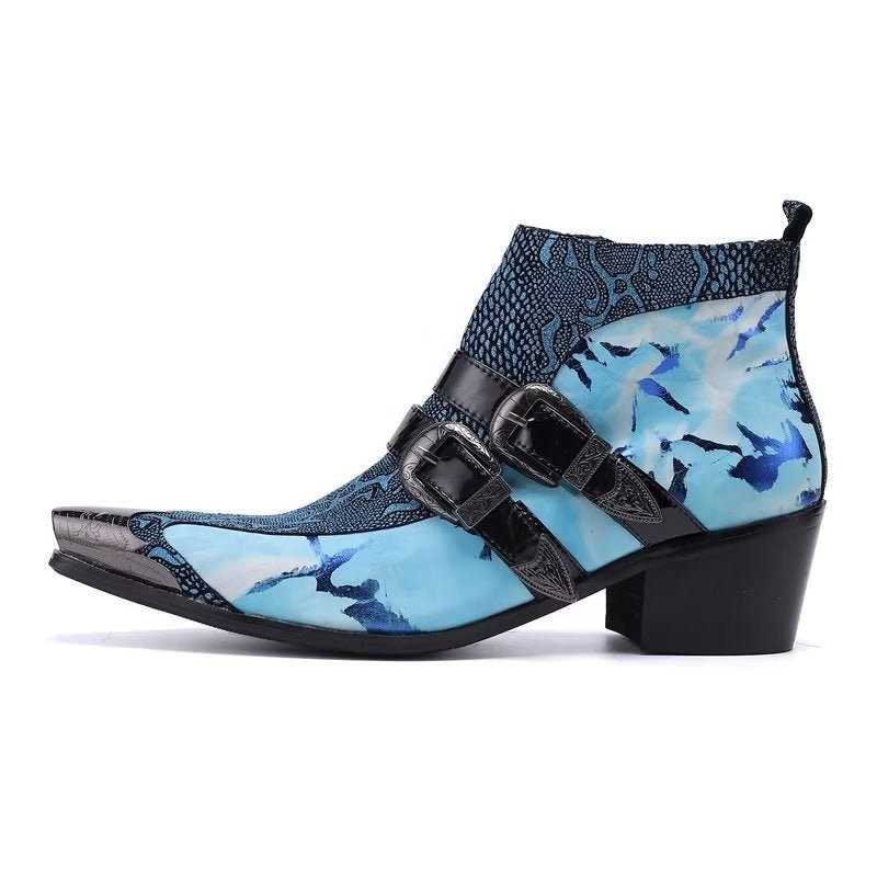 Herrenstiefel Luxuriöse Exotica-statement-stiefel Aus Echtem Leder - Blau