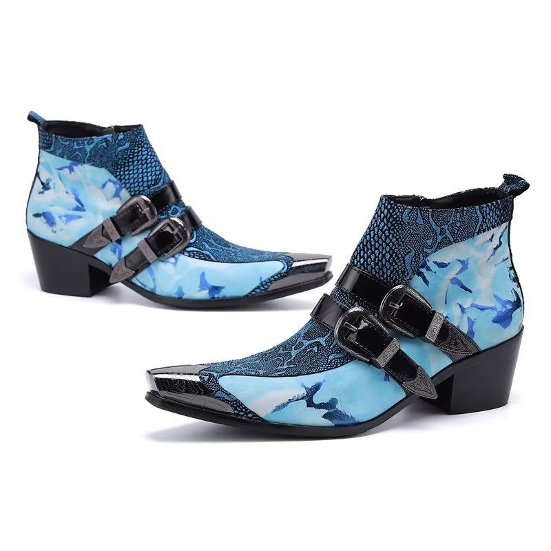 Herrenstiefel Luxuriöse Exotica-statement-stiefel Aus Echtem Leder - Blau