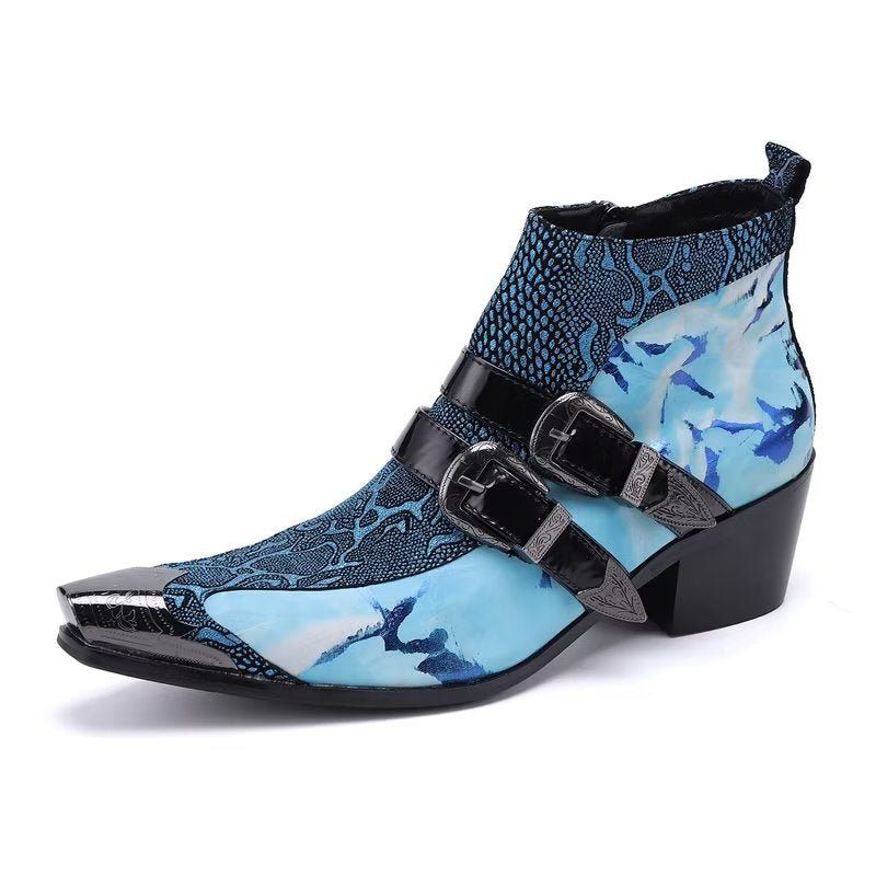 Herrenstiefel Luxuriöse Exotica-statement-stiefel Aus Echtem Leder - Blau