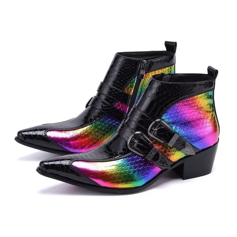 Herrenstiefel Luxuriöse Exotica-statement-stiefel Aus Echtem Leder - Mehrfarbig