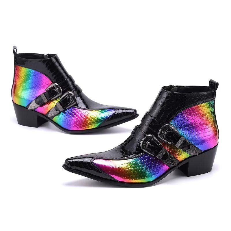 Herrenstiefel Luxuriöse Exotica-statement-stiefel Aus Echtem Leder - Mehrfarbig